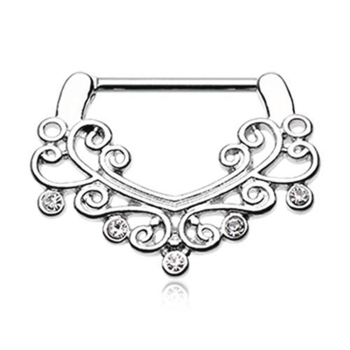 Clear Victorian Filigree Sparkle Nipple Clicker - 1 Piece