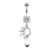Clear Vine Sparkle Droplets Belly Button Ring