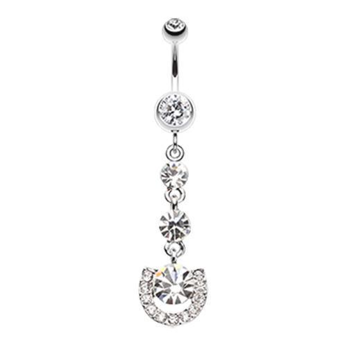 Clear Vivacious Crystals Belly Button Ring