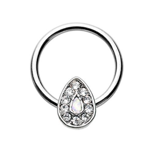 Clear/White Glitter Opal Avice Captive Bead Ring