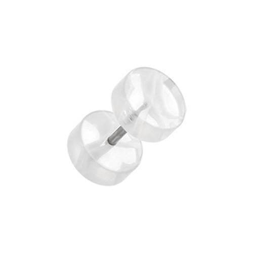 Clear/White Marble Swirl UV Acrylic Fake Plug - 1 Pair