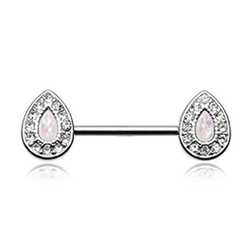 Nipple Barbell Clear/White Opal Avice Nipple Barbell Ring - 1 Piece -Rebel Bod-RebelBod