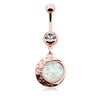 Clear/White Rose Gold Eclipse Sun Opal Moon Belly Button Ring