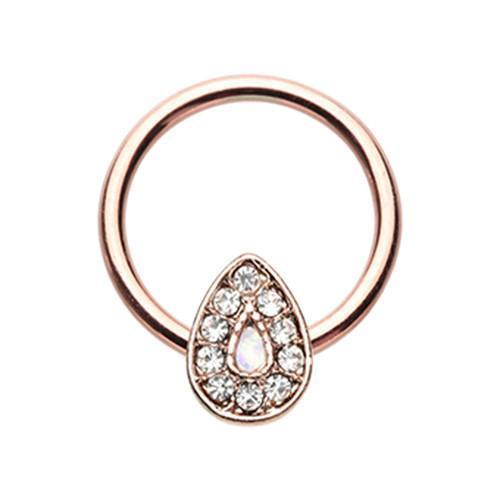 Clear/White Rose Gold Glitter Opal Avice Captive Bead Ring