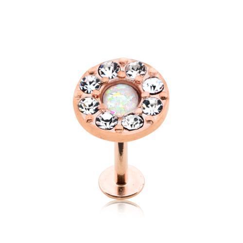 Clear/White Rose Gold Opal Elegance Multi-Gem Top Labret