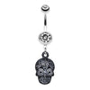 Clear/White Vibrant Mayan Tribal Skull Belly Button Ring