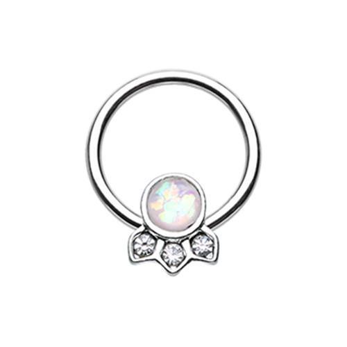Clear/White Victorian Glitter Opal Captive Bead Ring