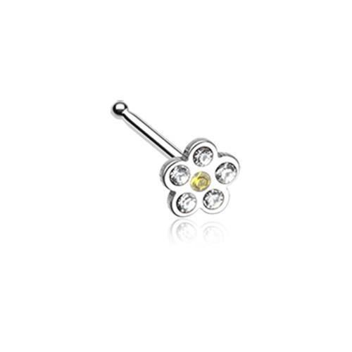 Clear/Yellow Multi-Gem Flower Sparkle Nose Stud Ring
