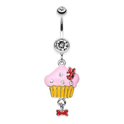 Clear Yummy Cupcake Bow Belly Button Ring