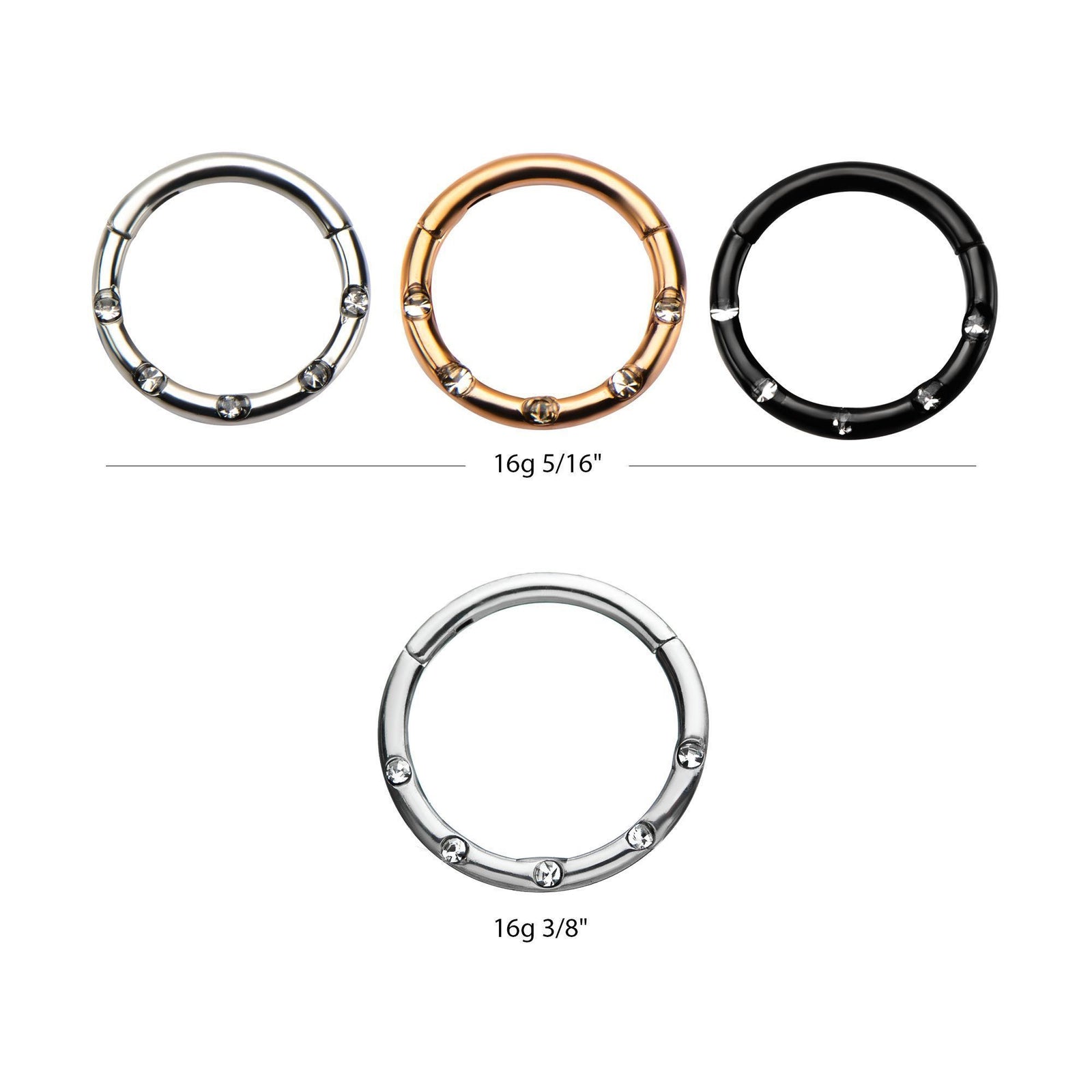 SEAMLESS CLICKER Clicker Hinged Segment Ring with 5 Crystal Gem sbvsgrh61c -Rebel Bod-RebelBod