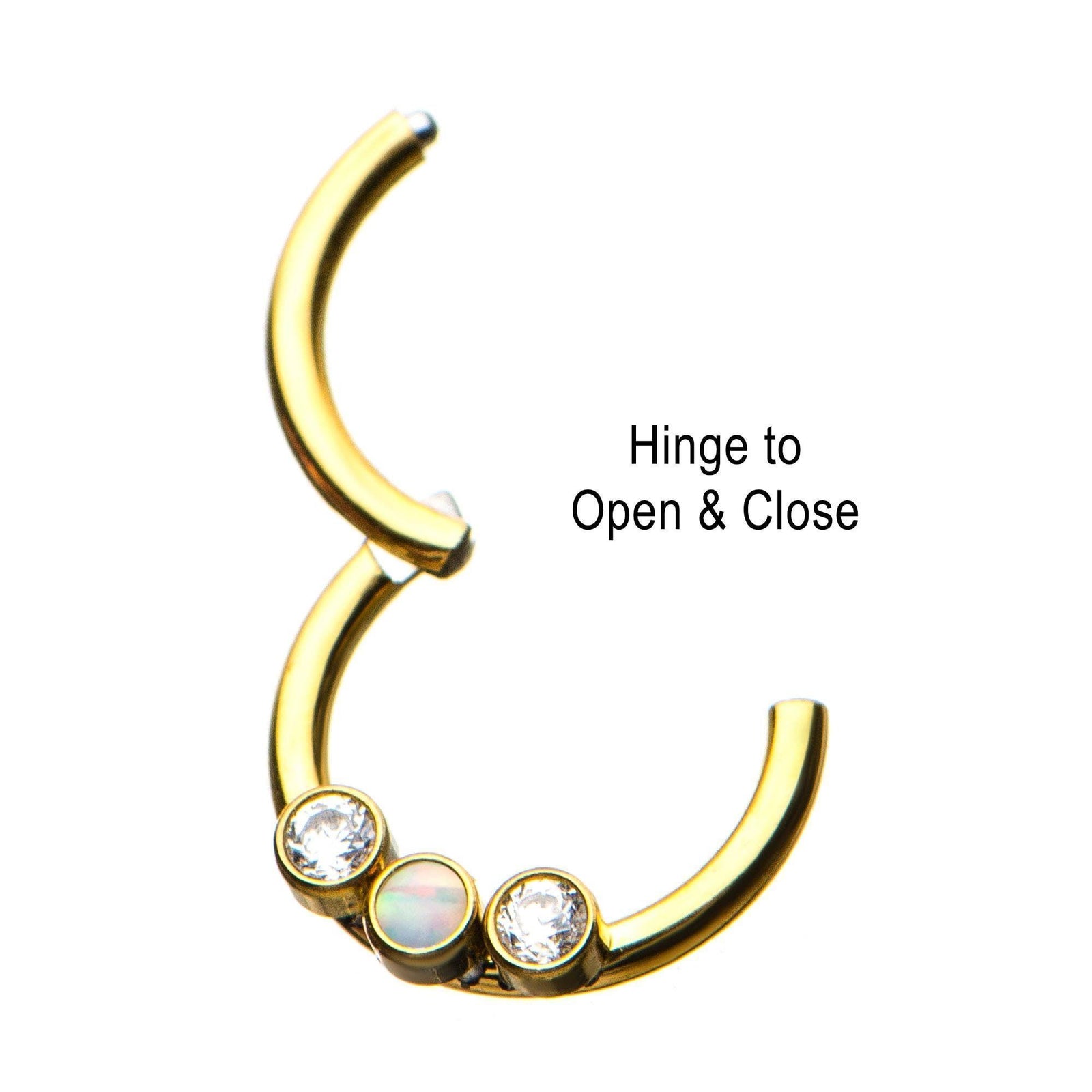 SEAMLESS CLICKER Clicker Hinged Segment Ring with Opal and Clear CZ Gem sbvsgrh3gm-opal -Rebel Bod-RebelBod