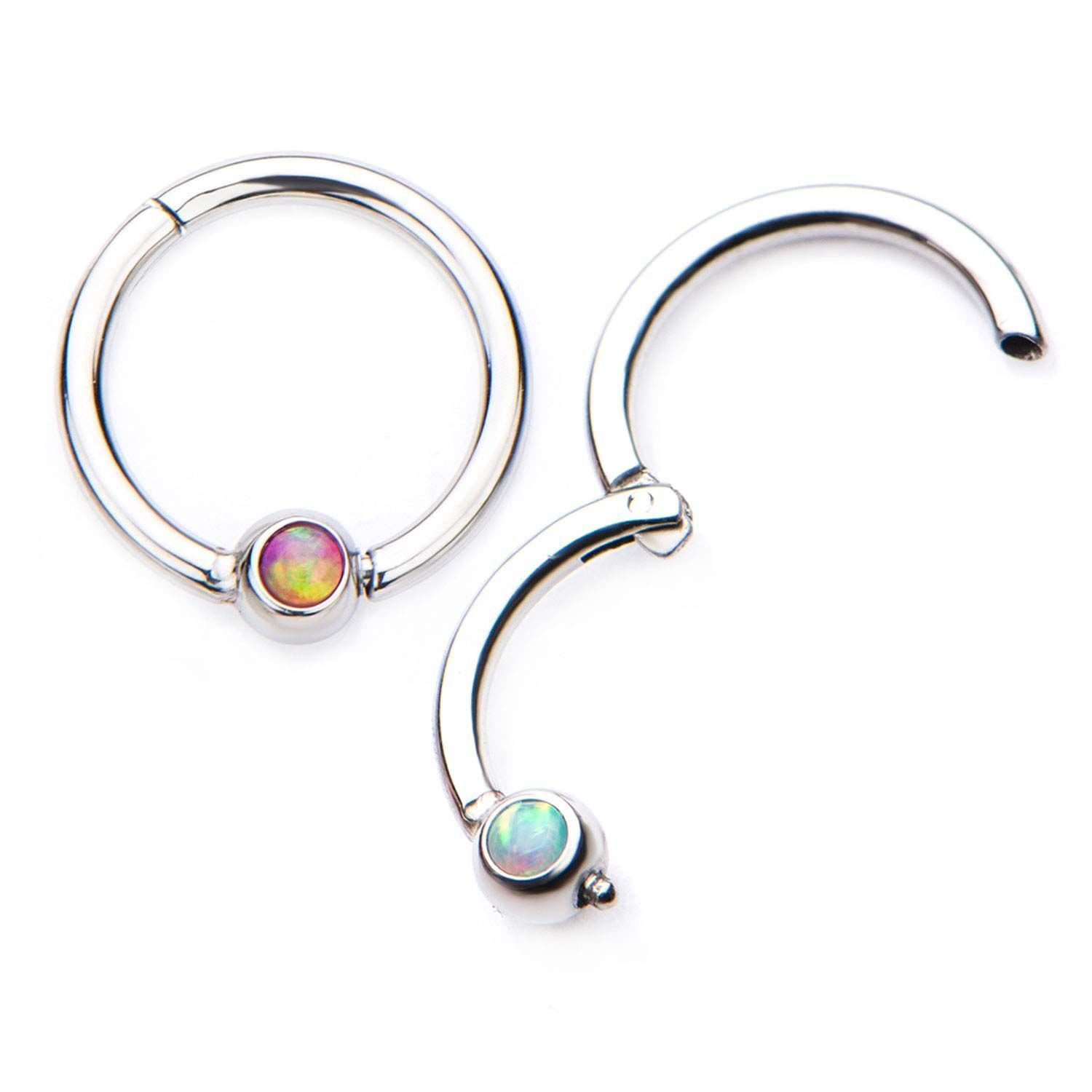 SEAMLESS CLICKER Clicker Hinged Segment Ring with Opal sbvsgrh611opl -Rebel Bod-RebelBod