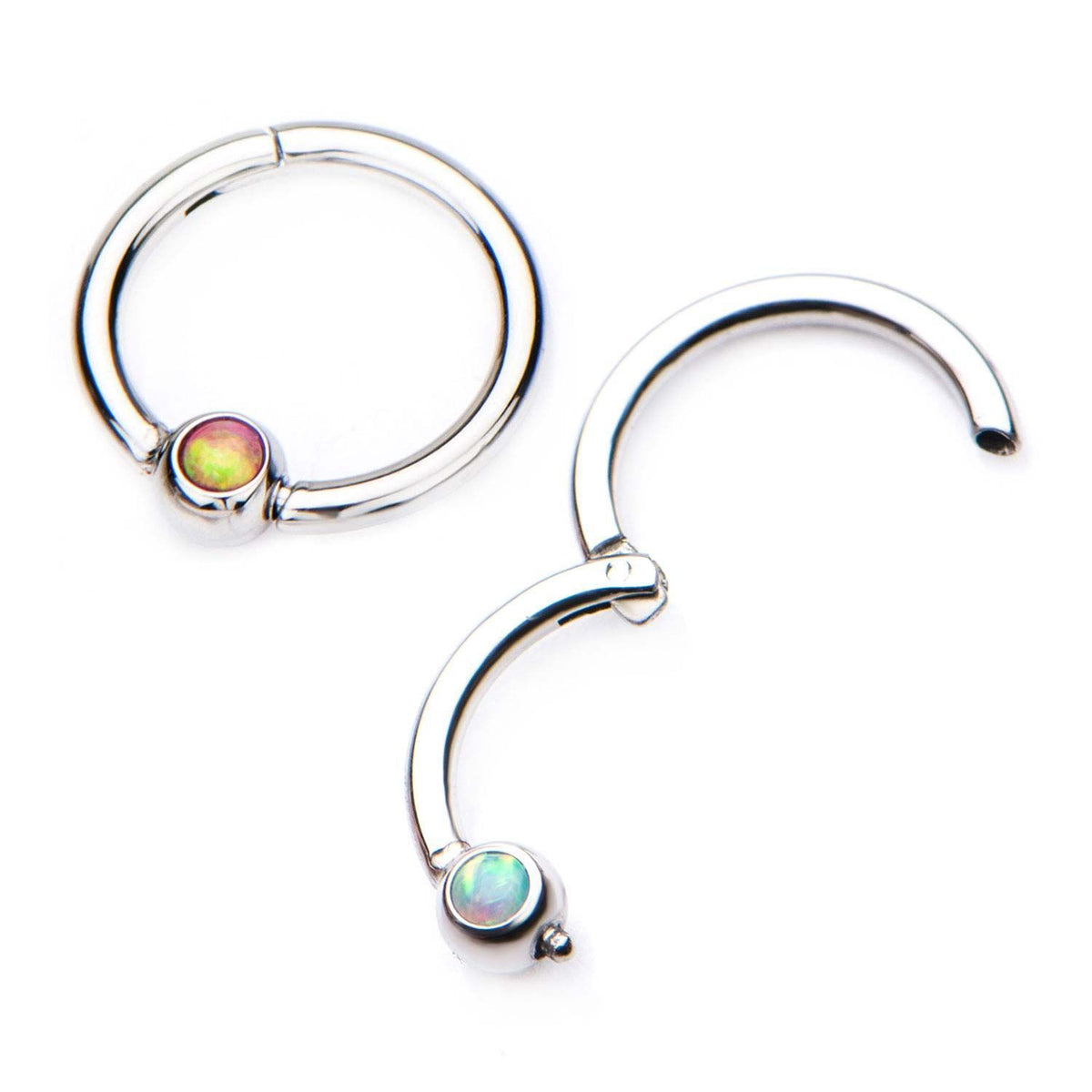 SEAMLESS CLICKER Clicker Hinged Segment Ring with Opal sbvsgrh611opl -Rebel Bod-RebelBod
