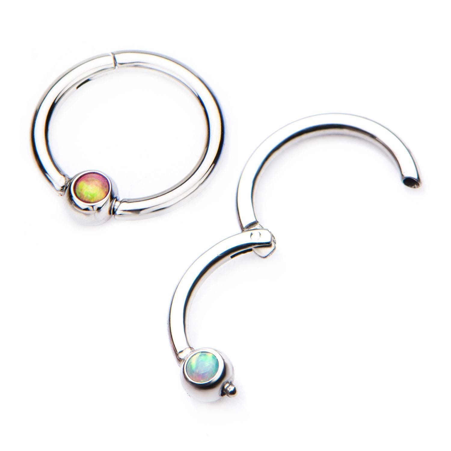 SEAMLESS CLICKER Clicker Hinged Segment Ring with Opal sbvsgrh611opl -Rebel Bod-RebelBod