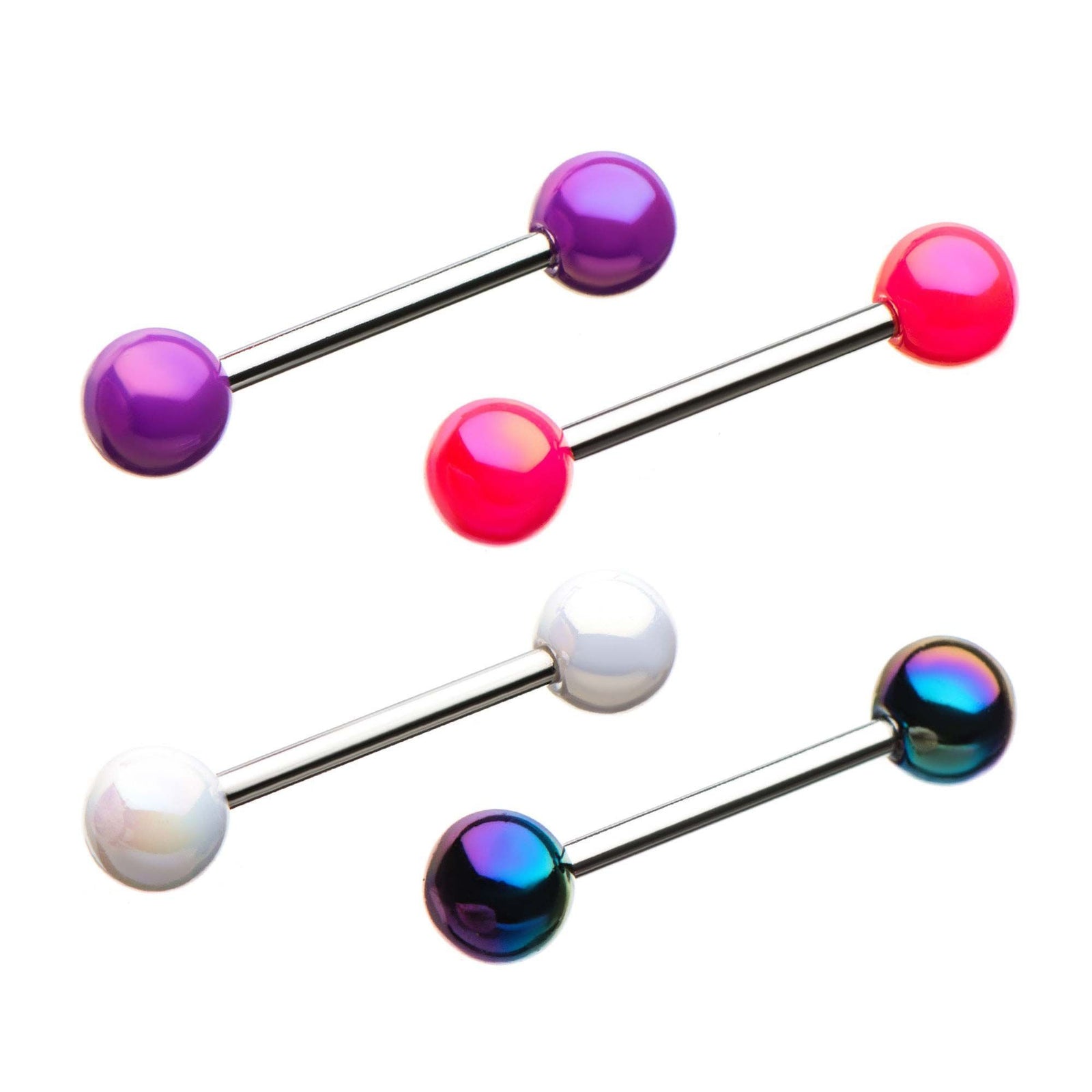 Coated Aurora Borealis Tongue Barbell