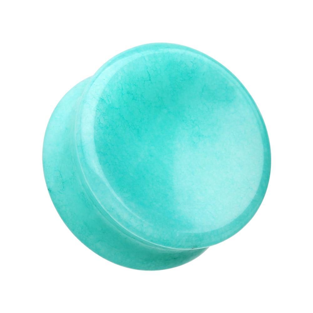 Concave Amazonite Natural Stone Double Flared Ear Gauge Plug - 1 Pair