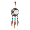 Copper/Clear/White Vintage Boho Filigree Moon Dreamcatcher Opal Belly Button Ring
