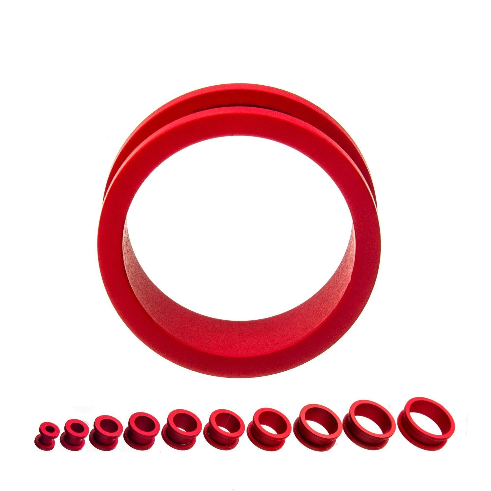 Crimson Red Silicone Coated Screw Fit Double Flared Ear Gauge Tunnel Plugs - 1 Pair