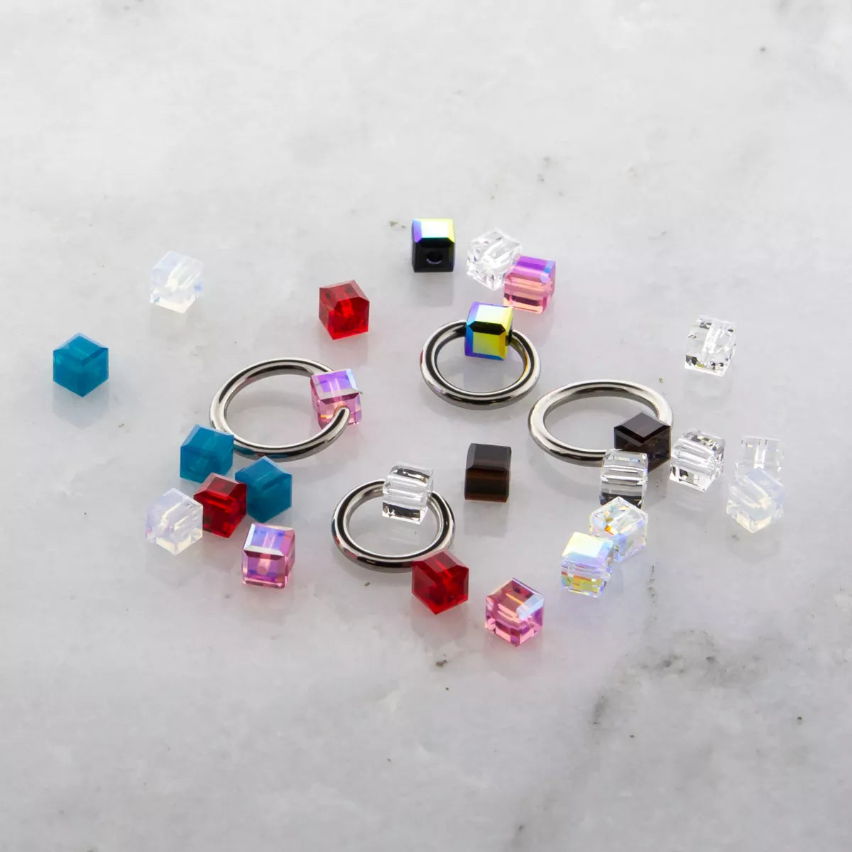 Body Jewelry Parts Crystal Cube Captive Bead - 1 Piece #SPLT#6 -Rebel Bod-RebelBod