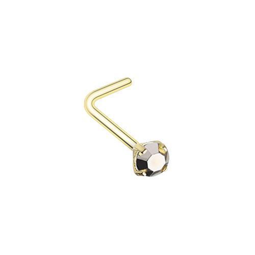 Crystal Dorado Golden Prong Set Iridescent Gem Top L-Shaped Nose Ring