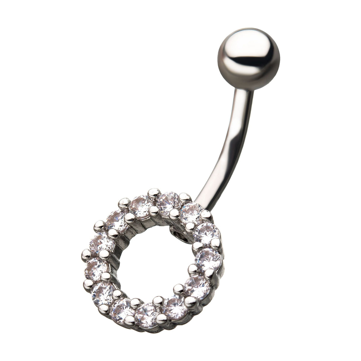 Belly Cut Out Circular Shape Fixed Navel Multi Small Clear CZ Gem bna6618 -Rebel Bod-RebelBod