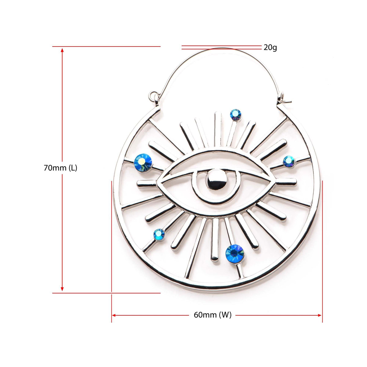 Tapers - Hanging Cut Out Evil Eye Gem Plug Hoops -Rebel Bod-RebelBod