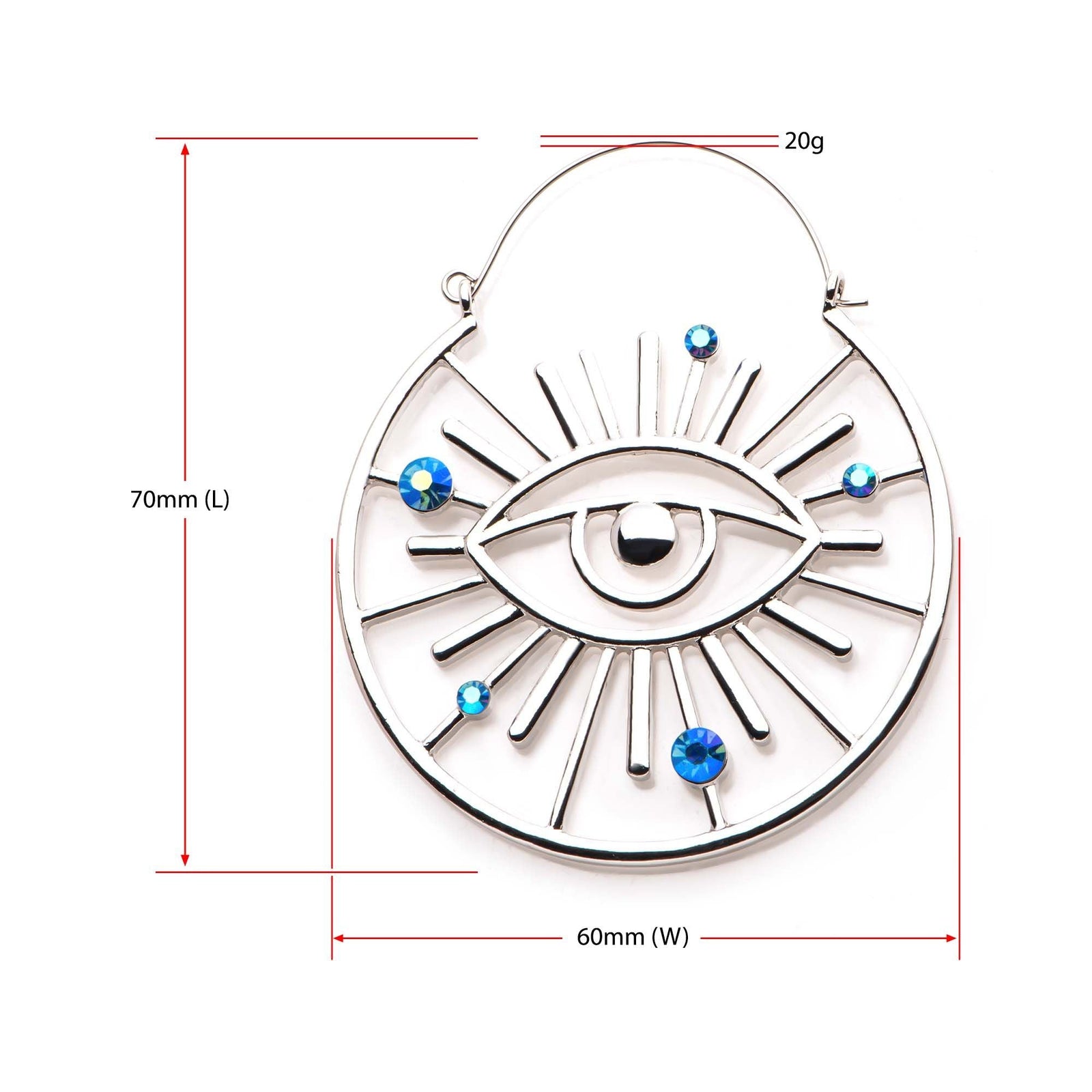 Tapers - Hanging Cut Out Evil Eye Gem Plug Hoops -Rebel Bod-RebelBod