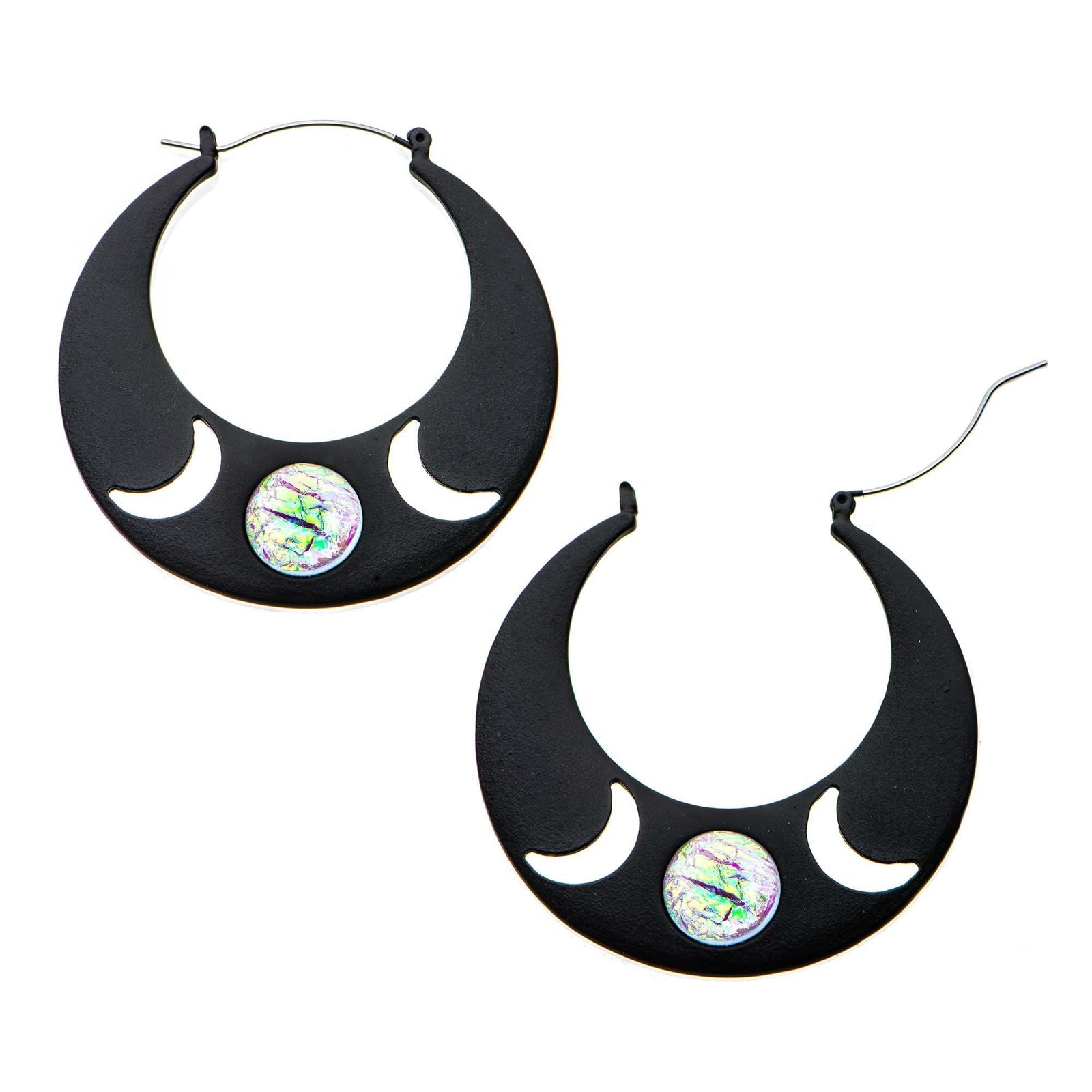 Tapers - Hanging Cut-Out Moon Plug Hoops -Rebel Bod-RebelBod