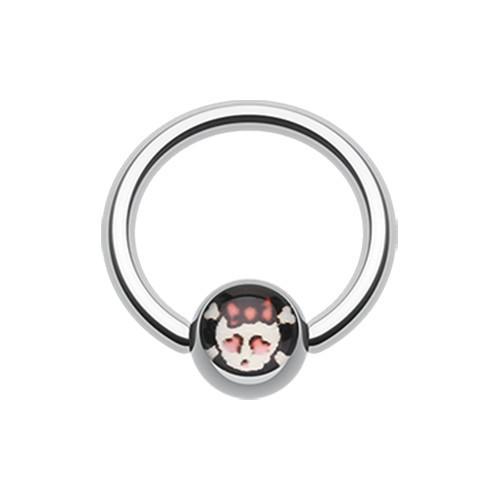 Cute Emo Skull Logo Ball Captive Bead Ring