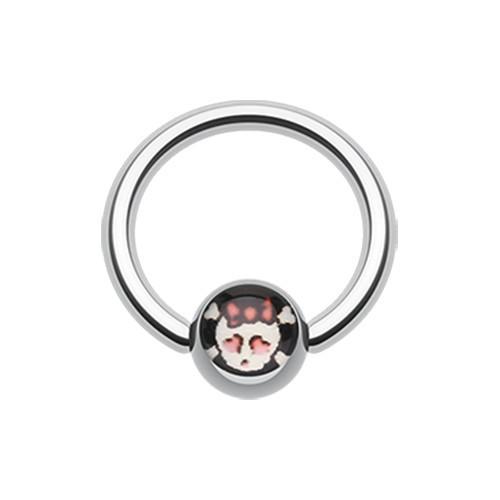 Cute Emo Skull Logo Ball Captive Bead Ring - Rebel Bod