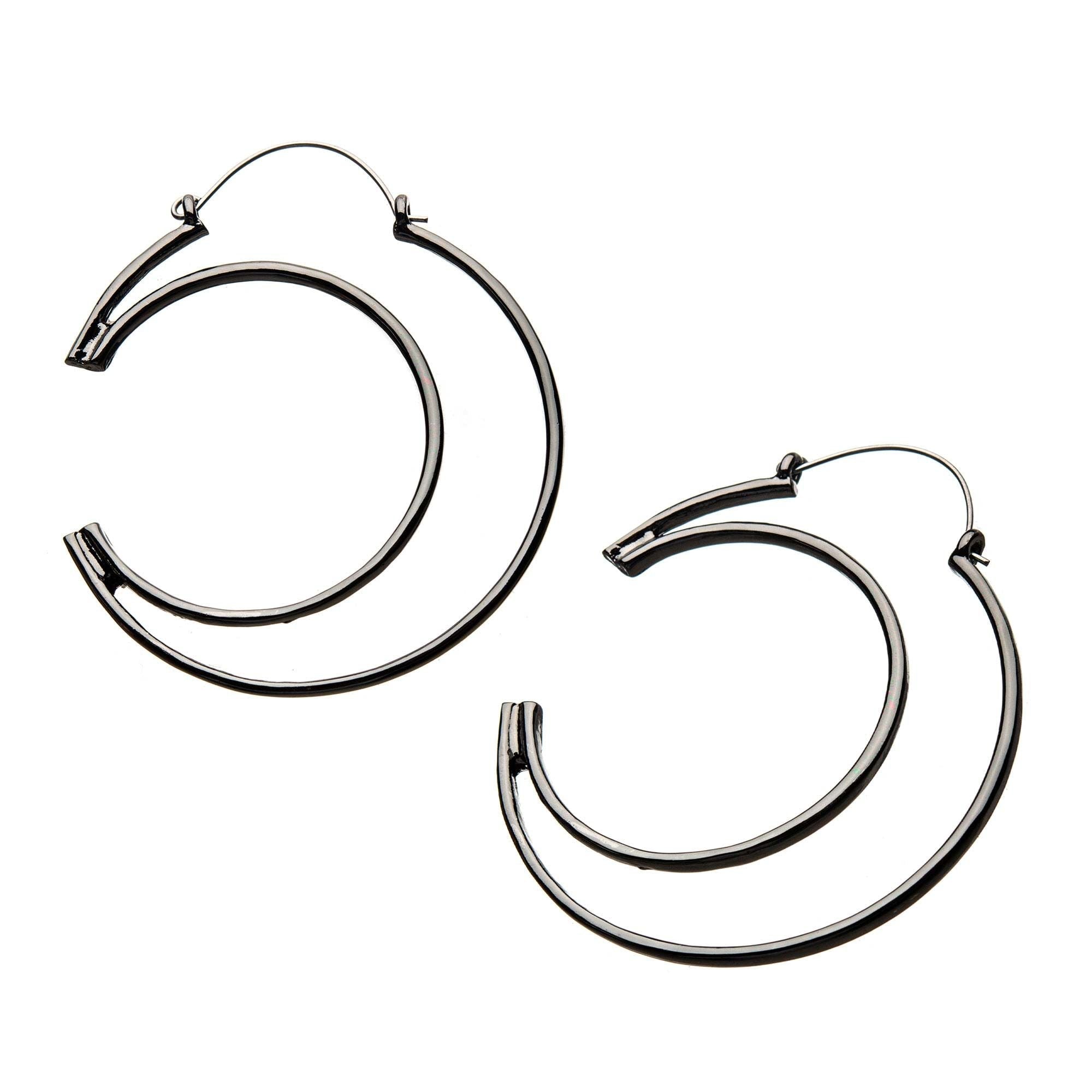 Tapers - Hanging Cutout Moon Plug Hoops -Rebel Bod-RebelBod