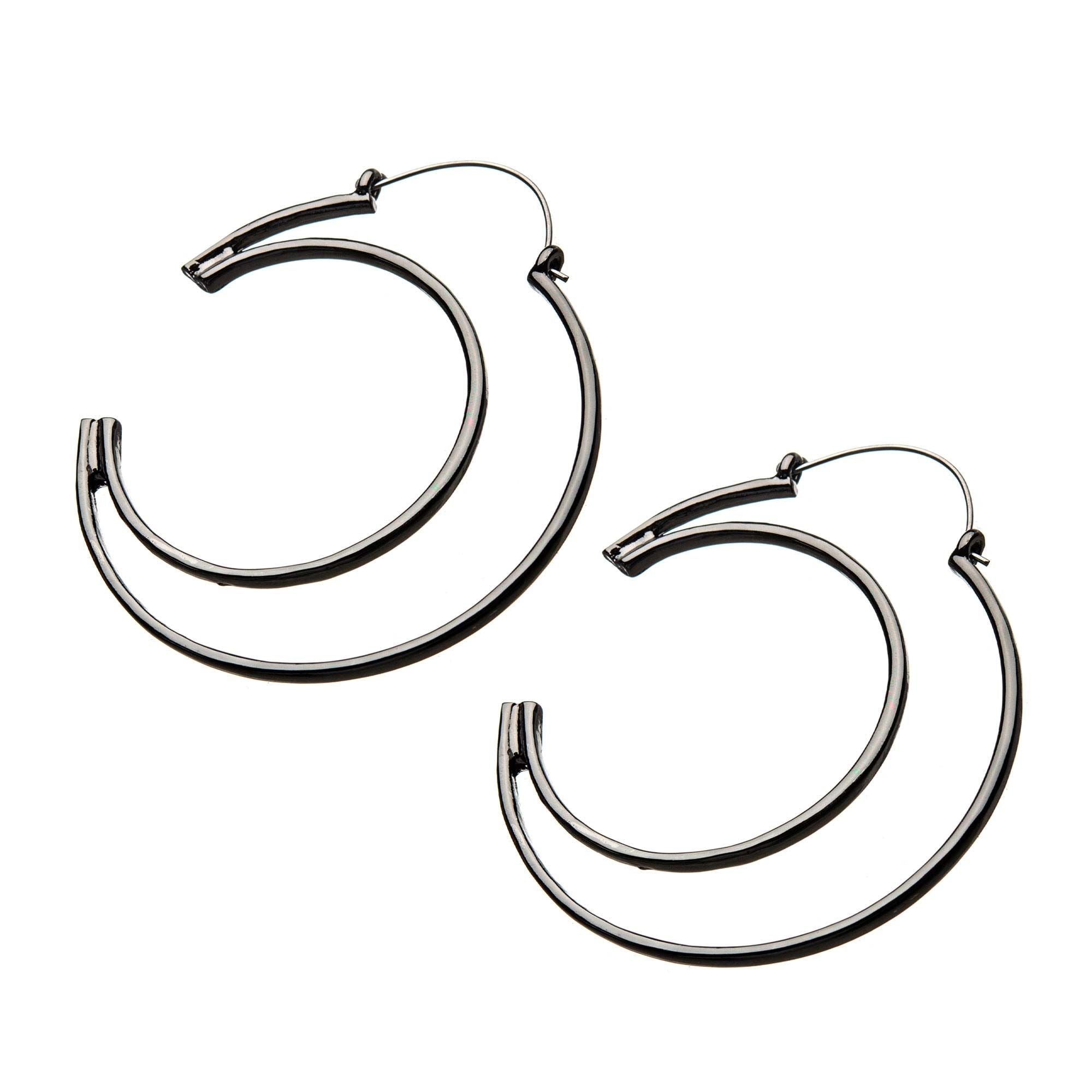 Tapers - Hanging Cutout Moon Plug Hoops -Rebel Bod-RebelBod