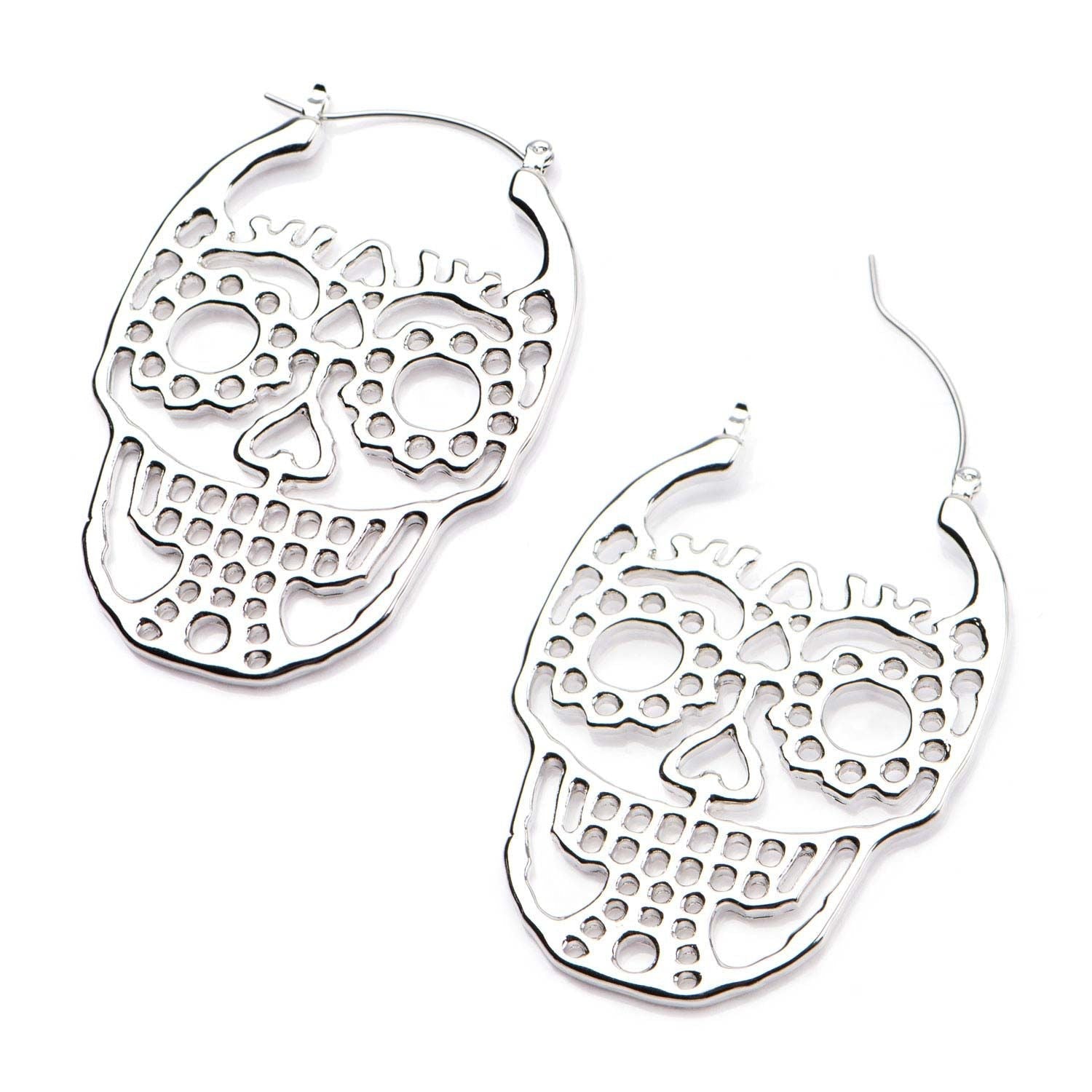 Tapers - Hanging Cutout Skull Plug Hoops -Rebel Bod-RebelBod