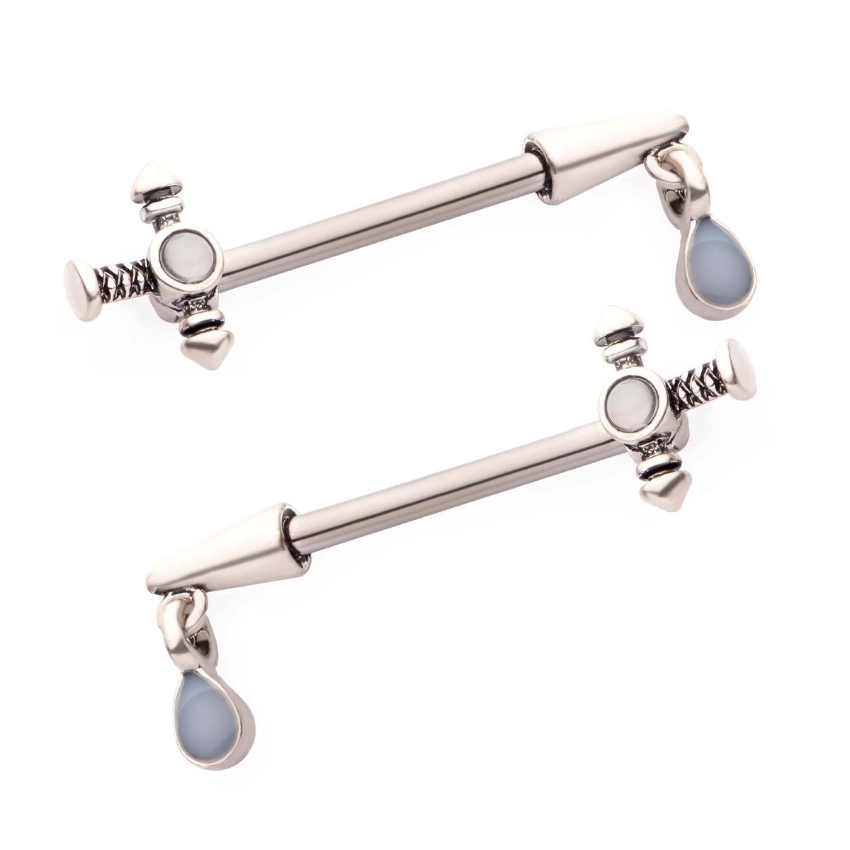 TBD-Nipple Dagger Teardrop Blue Opal Dangle Charm Nipple Barbell -Rebel Bod-RebelBod