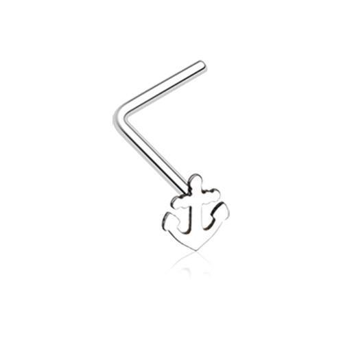 Dainty Anchor Icon L-Shaped Nose Ring