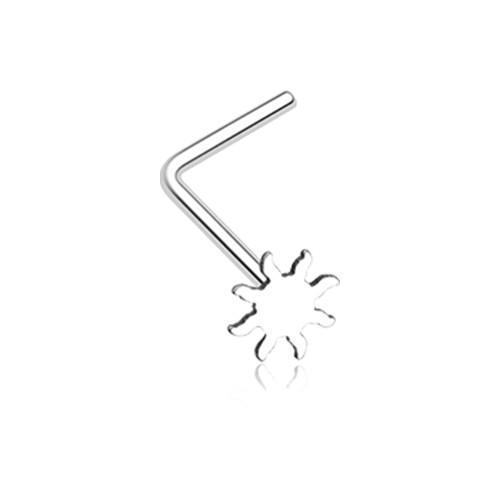 Dainty Blazing Sun Icon L-Shaped Nose Ring