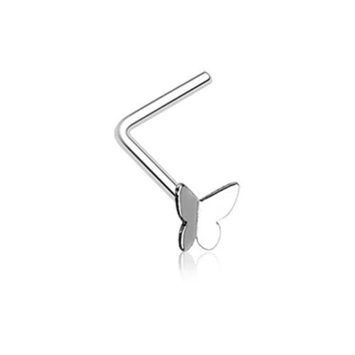 Nose Ring - L-Shaped Nose Ring Dainty Butterfly Icon L-Shaped Nose Ring -Rebel Bod-RebelBod