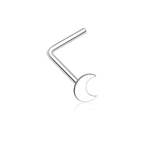 Dainty Crescent Moon Icon L-Shaped Nose Ring