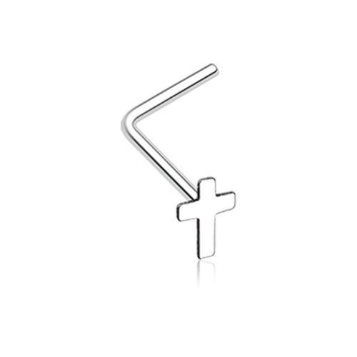Nose Ring - L-Shaped Nose Ring Dainty Cross Icon L-Shaped Nose Ring -Rebel Bod-RebelBod