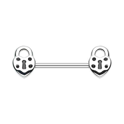 Dainty Heart Lock Nipple Barbell - 1 Piece