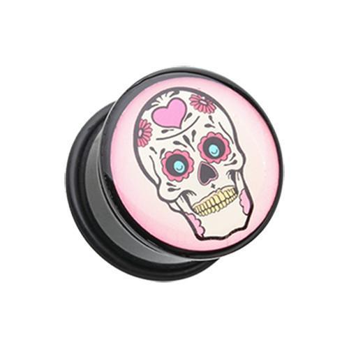 Daisy the Sugar Skull Single Flared Ear Gauge Plug - 1 Pair