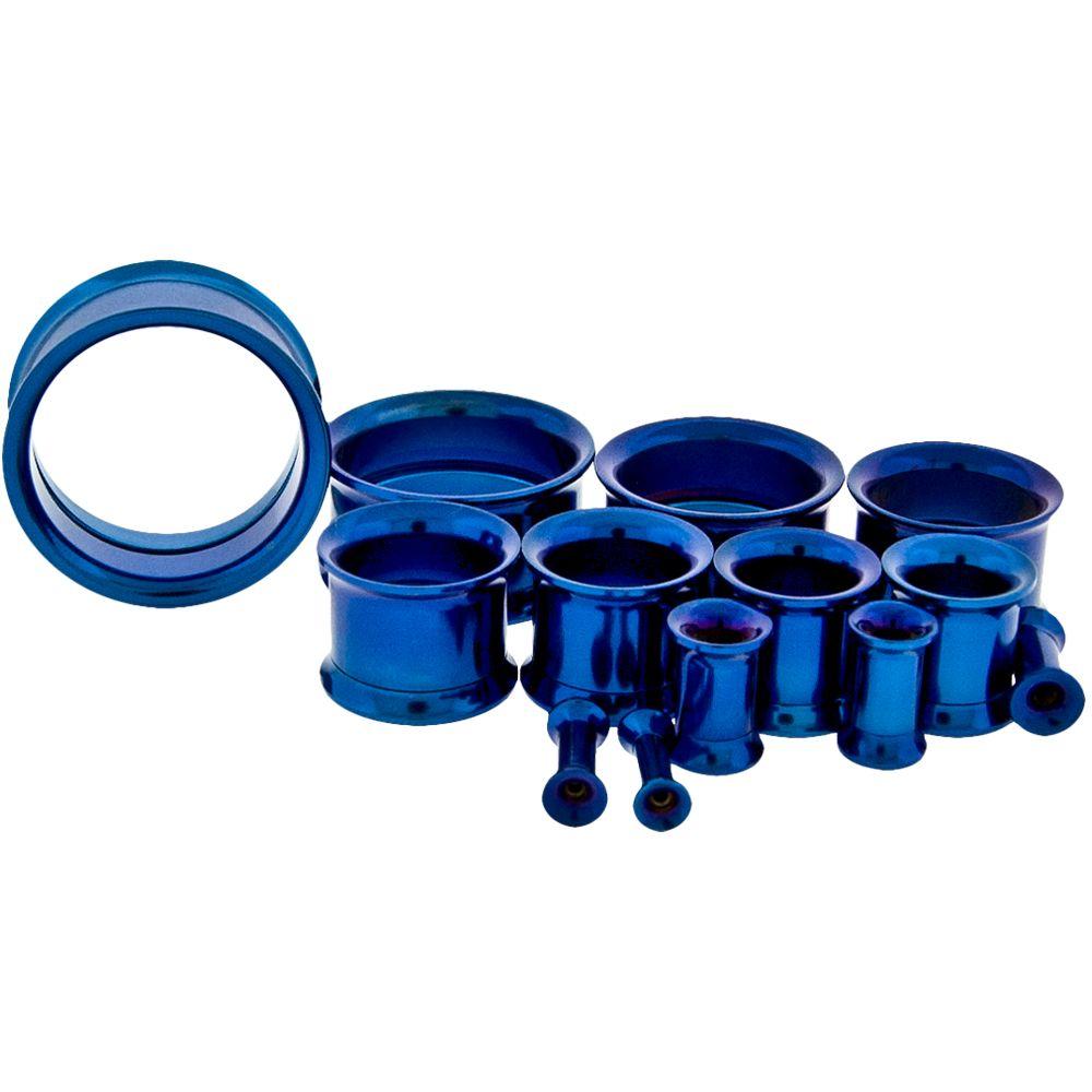 Tunnels - Double Flare Dark Blue Anodized Internally Threaded Tunnels  - 1 Piece -Rebel Bod-RebelBod