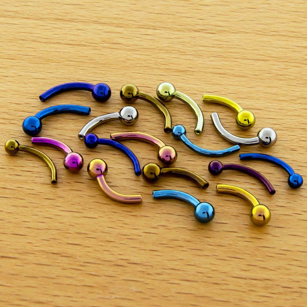 CURVED BARBELL Dark Blue Titanium Threadless Curve Barbell Post Only With Fixed Ball - 1 Piece - Special -Rebel Bod-RebelBod