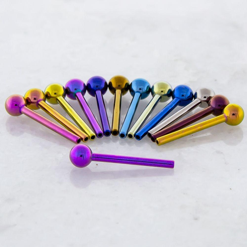 STRAIGHT BARBELL Dark Blue Titanium Threadless Straight Barbell Post Only With Fixed Ball - 1 Piece - Special -Rebel Bod-RebelBod