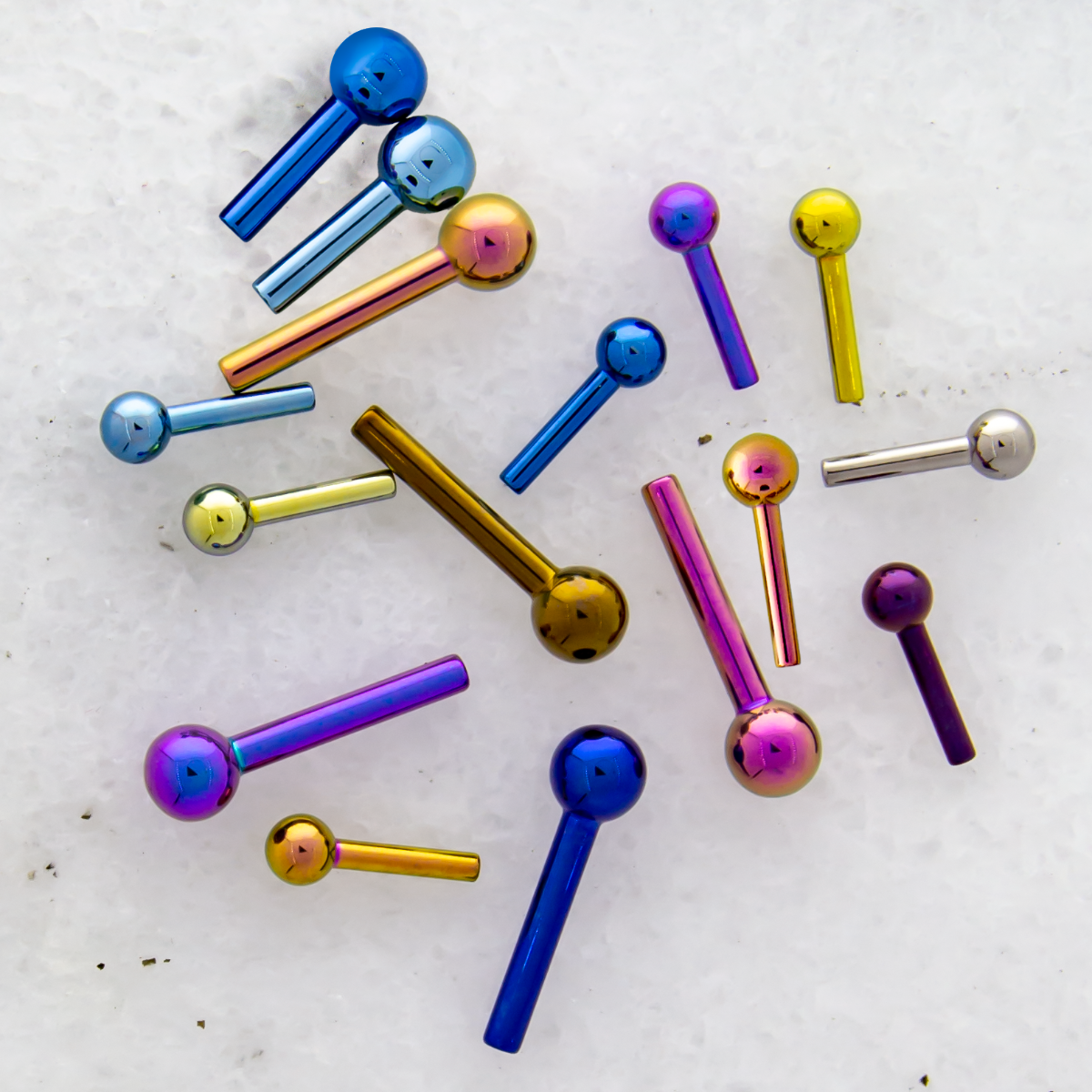 STRAIGHT BARBELL Dark Blue Titanium Threadless Straight Barbell Post Only With Fixed Ball - 1 Piece - Special -Rebel Bod-RebelBod