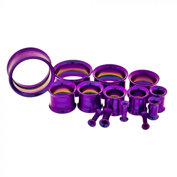 Tunnels - Double Flare Dark Purple Titanium Internally Threaded Double Flare Tunnels - 1 Piece - Special -Rebel Bod-RebelBod