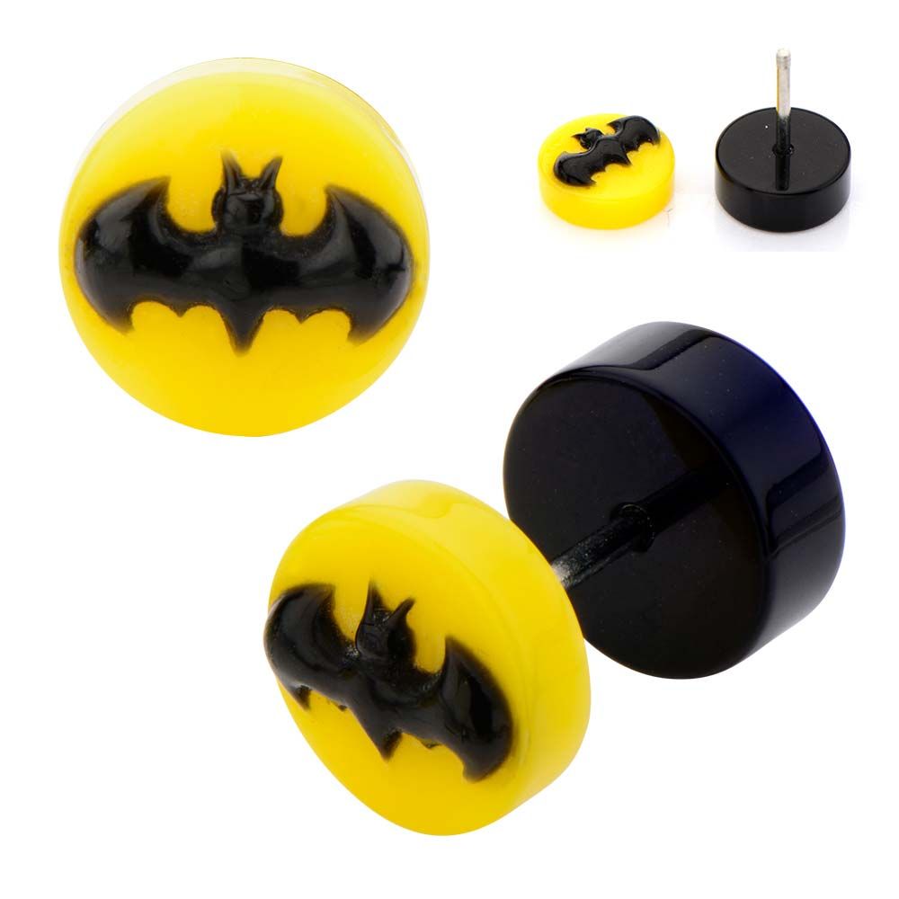 DC COMICS DC Comics Batman Logo Front Acrylic Screw Back Earring B -Rebel Bod-RebelBod