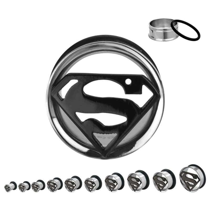 DC COMICS DC Comics Cut Out Superman Logo Single Flared Plug -Rebel Bod-RebelBod