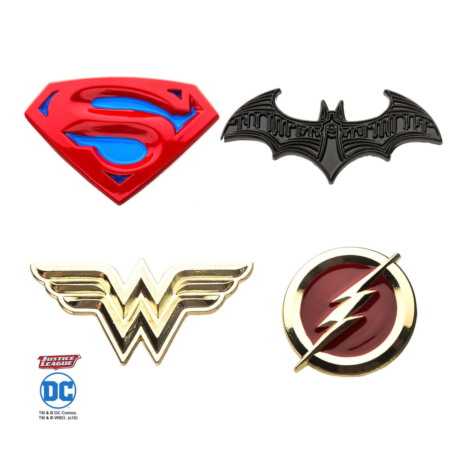 DC COMICS DC Comics Justice League Superman/Batman/Wonder Woman/The Flash Enamel Lapel Pin Set (4pcs) -Rebel Bod-RebelBod