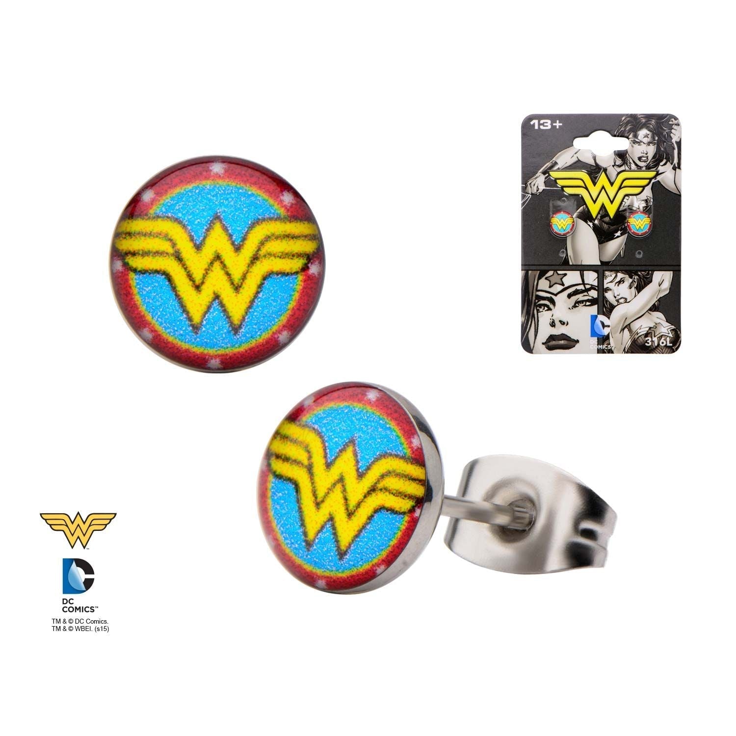 DC COMICS DC Comics Multi Color Wonder Woman Logo Stud Earring -Rebel Bod-RebelBod